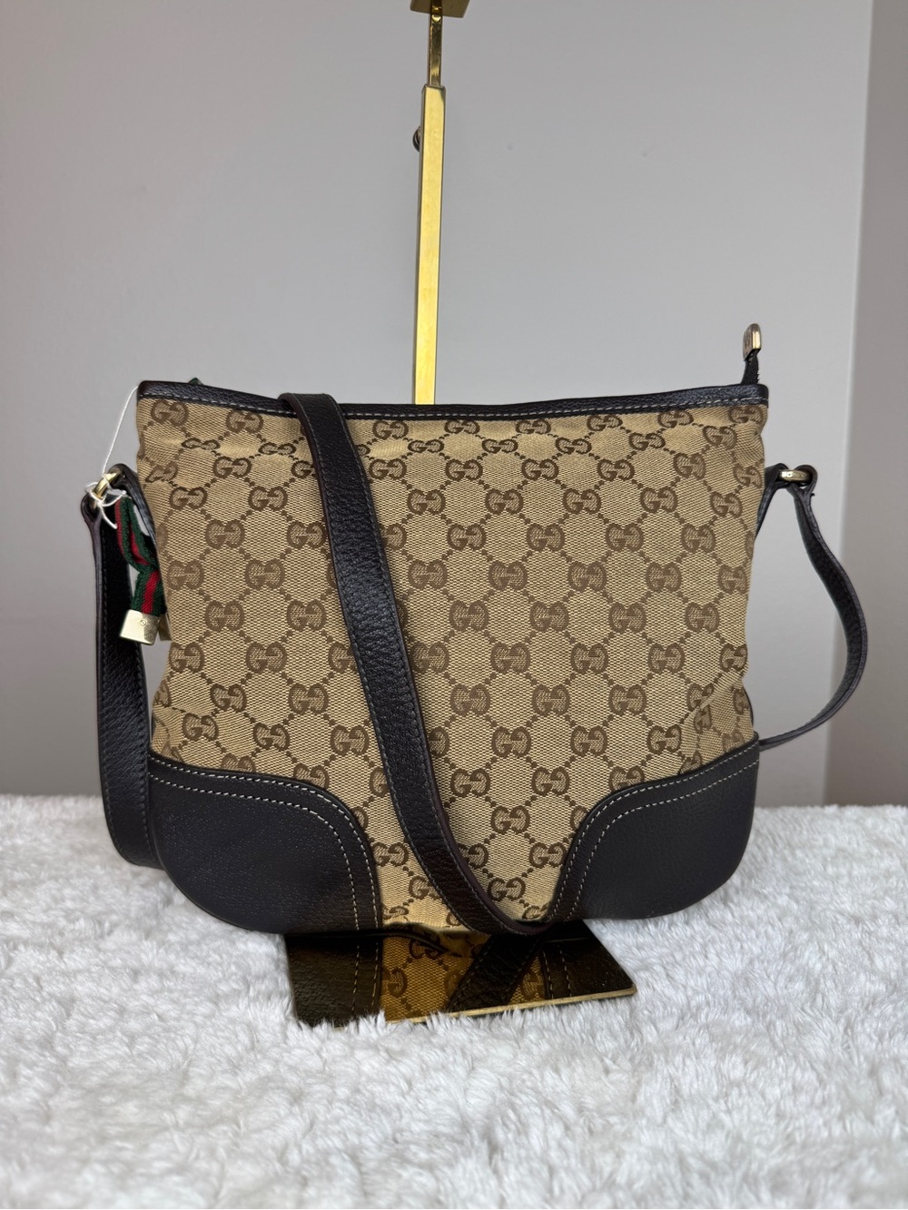 Gucci mayfaif web bow Brown GG Canvas Crossbody Bag